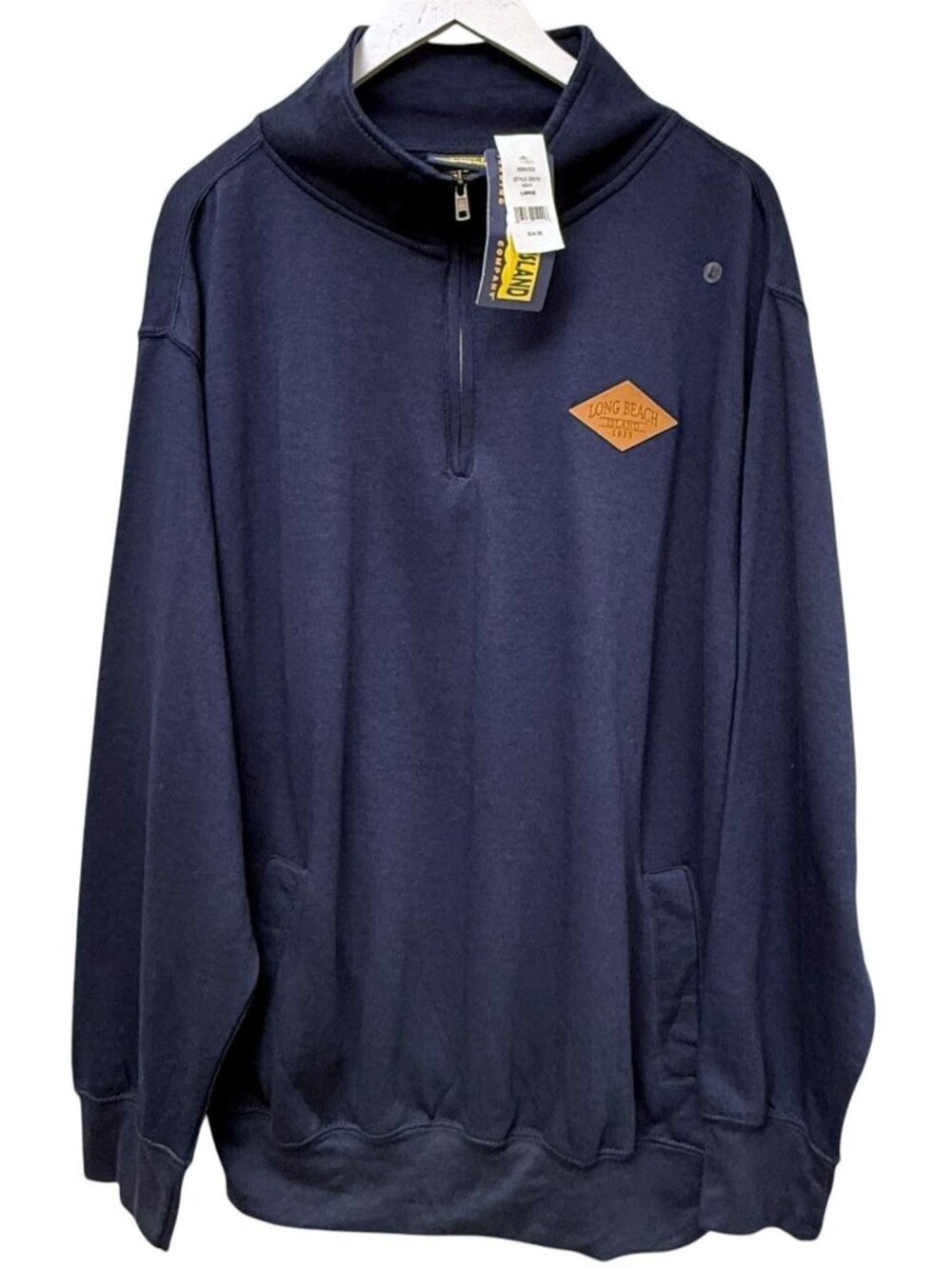 LBI Long Beach Island Mens Sweatshirt Large Navy Blue 1/4 Zip Fleece NWT